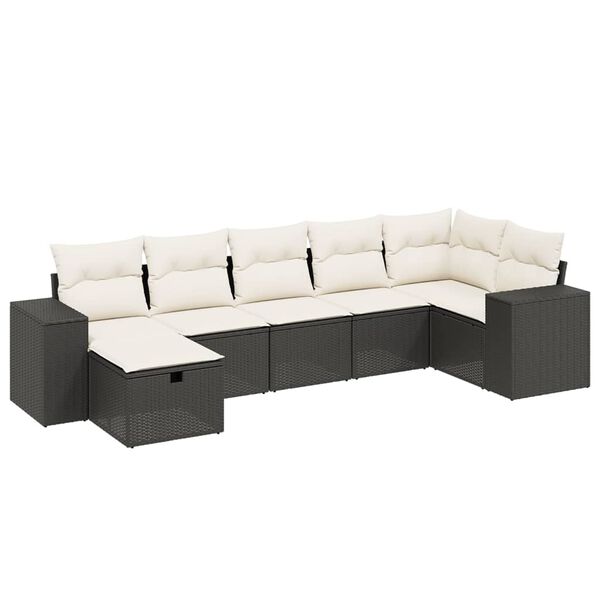 vidaXL Garden Sofa Set Black Poly Rattan and Steel Large Modular