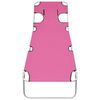 vidaXL Sun Lounger Pink Powder-coated steel Standard Adjustable Armrests