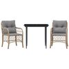 vidaXL 3 Piece Bistro Set with Cushions Mix Beige Poly Rattan