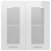 vidaXL Hanging Glass Cabinet High gloss white Engineered wood, glass