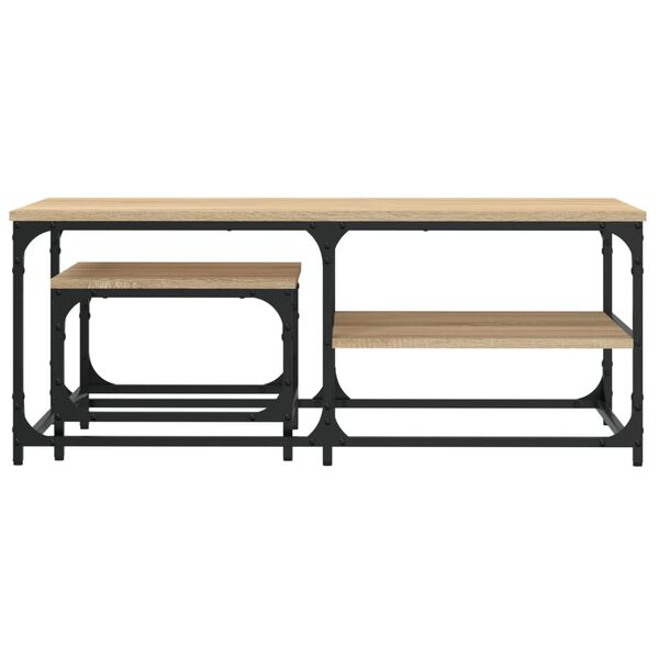 vidaXL Nesting Coffee Table Set of 2 Sonoma oak Engineered wood, metal