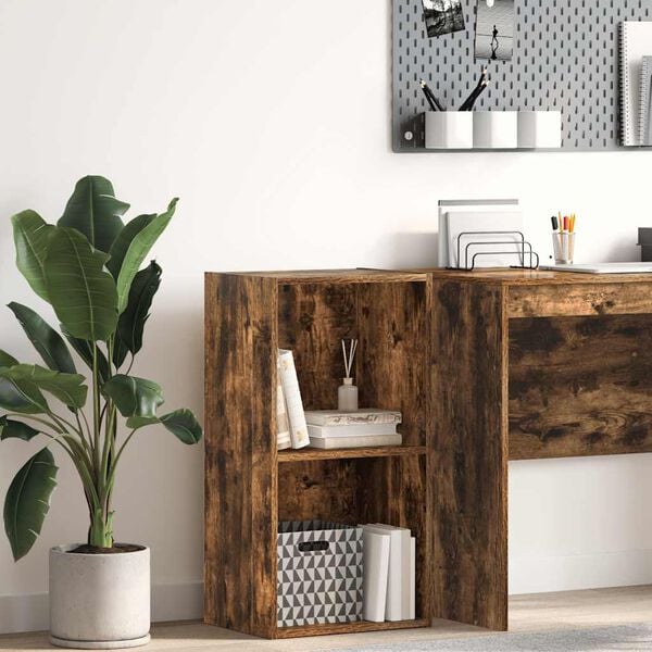 vidaXL Bookcase Smoked Oak Engineered Wood Compact Bookcase