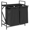 vidaXL Laundry Basket 2 Compartments with Shelf Black Oak