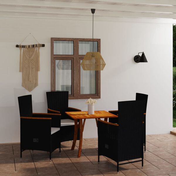vidaXL 5 Piece Patio Dining Set Black