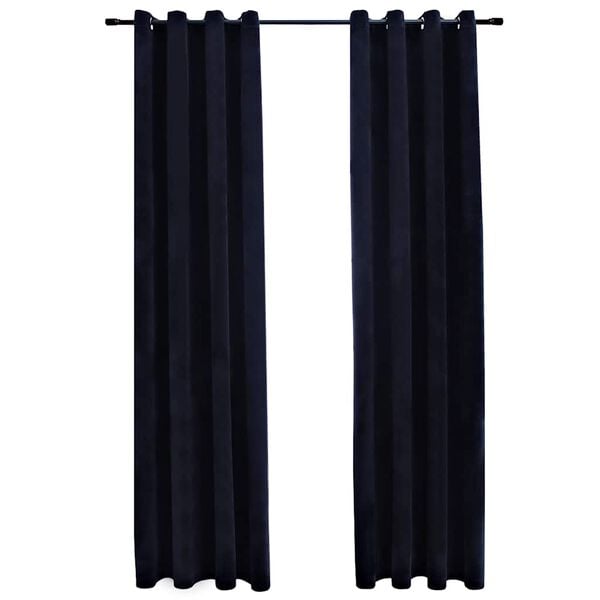 vidaXL Blackout Curtains with Rings 2 pcs Velvet Black 55.1x68.9"