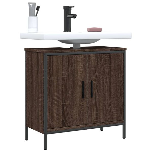 vidaXL Bathroom Sink Cabinet Brown Oak Engineered Wood Medium