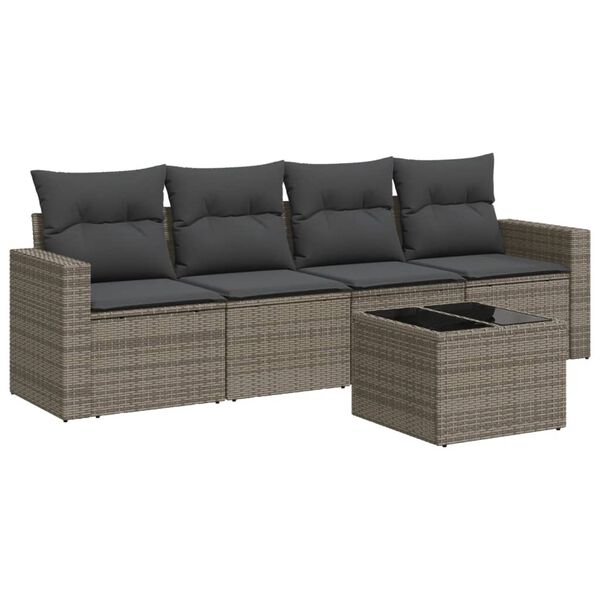 vidaXL Garden Sofa Set Grey PE Rattan Medium Modular Garden Sofa Set