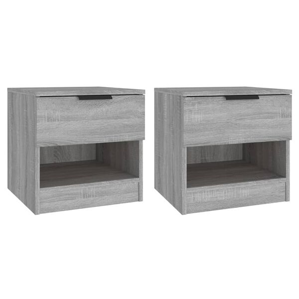 vidaXL Bedside Cabinet Set of 2 Grey sonoma Engineered wood Medium