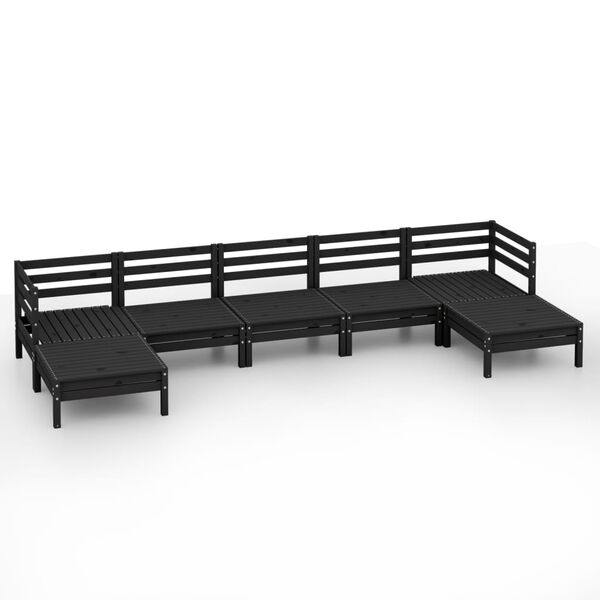 vidaXL Garden Lounge Set Black Solid Pine Wood 7-Piece Set Modular