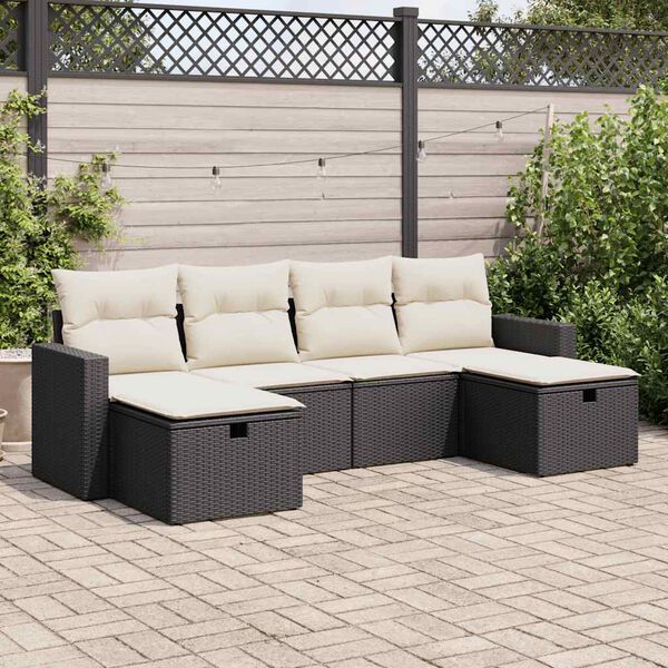 vidaXL Garden Sofa Set Black, Cream White