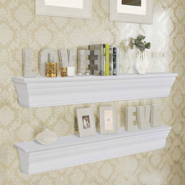 vidaXL Wall Shelf White MDF Small Decorative Inlays Wall Shelf