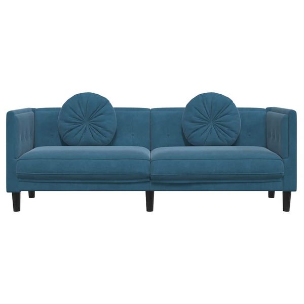 vidaXL Sofa Blue Velvet (100% polyester), plywood, solid wood 3-Seater