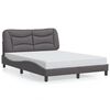 vidaXL Bed Frame Gray Faux Leather 55.1x74.8 in Bed Frame Waveform