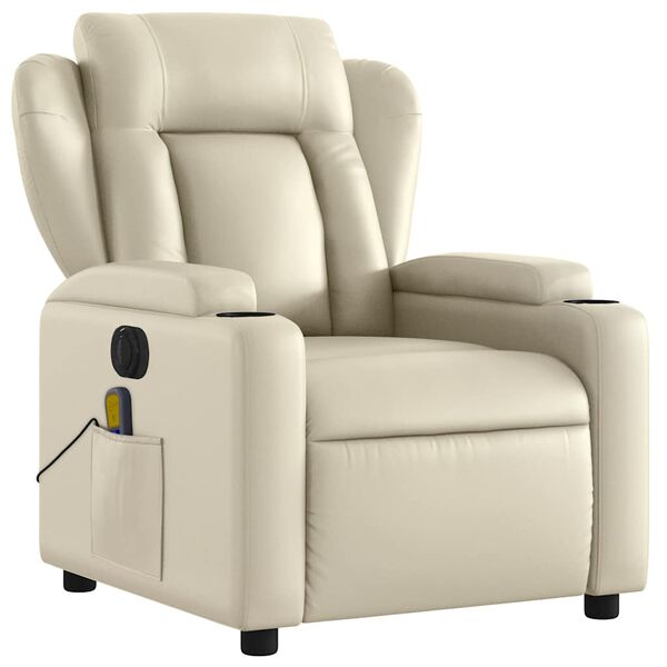 vidaXL Electric Massage Recliner Chair Cream Faux leather, metal, plywood