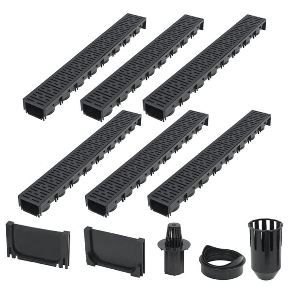 vidaXL Drainage Channels 6 pcs Plastic 19.7 '