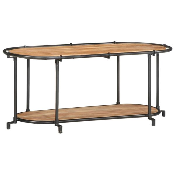 vidaXL TV Cabinet Brown and Black Solid Acacia Wood and Iron