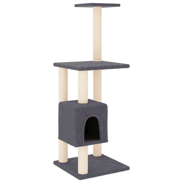 vidaXL Cat Tree Dark grey Engineered wood, plush, sisal 40.9 in Cat Tree