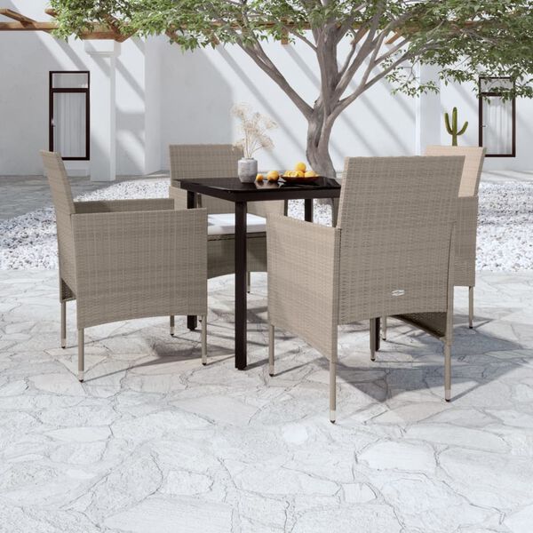 vidaXL Garden Dining Set Beige and Black