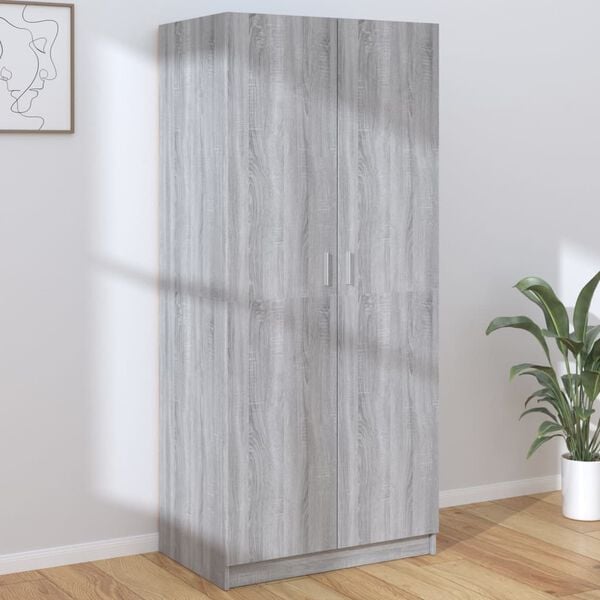 vidaXL Wardrobe Grey Sonoma Engineered Wood Regular Wardrobe