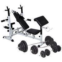 vidaXL Weight Bench with Weight Rack, Barbell and Dumbbell Set 264.6 lb
