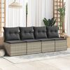 vidaXL Garden Sofa Set Light Grey PE rattan Standard Adjustable Feet