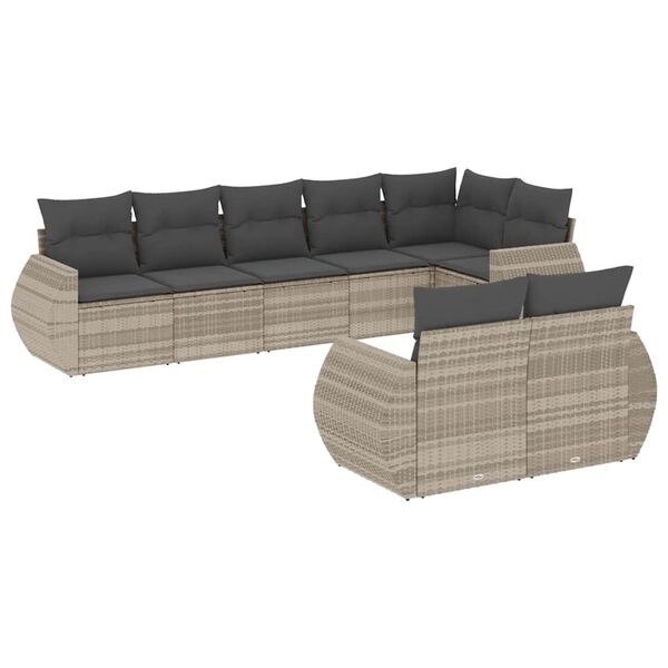 vidaXL Garden Sofa Set Light grey PE rattan, Powder-coated steel, Polyester