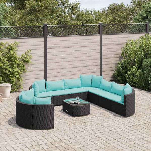 vidaXL Patio Sofa Set Set of 10 Black