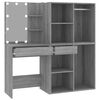 vidaXL LED Dressing Table With Cabinets Gray Sonoma Engineered wood, acrylic