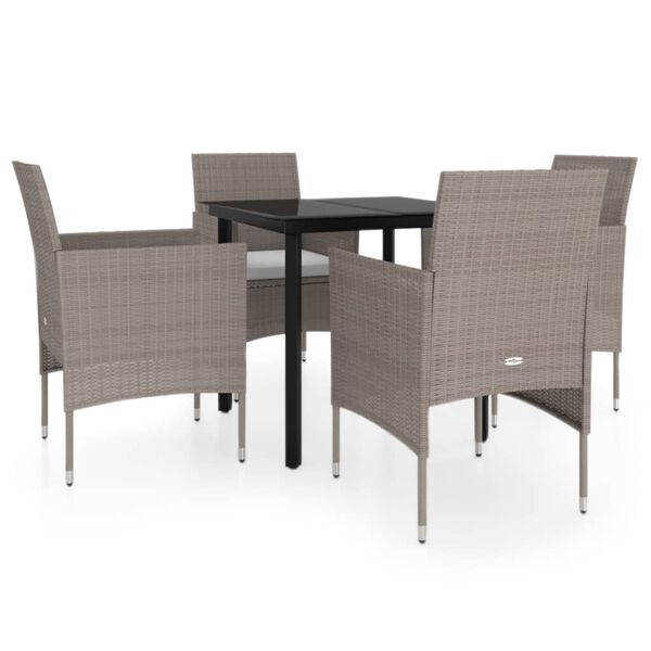 vidaXL Garden Dining Set Beige and Black