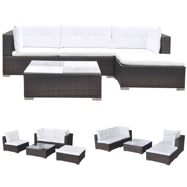 vidaXL Lounge Set Brown Powder-coated steel Medium Modular