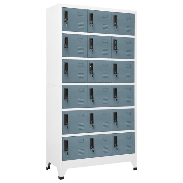 vidaXL Locker Cabinet Light Grey Steel 35.4 in W x 15.7 in D x 70.9 in H