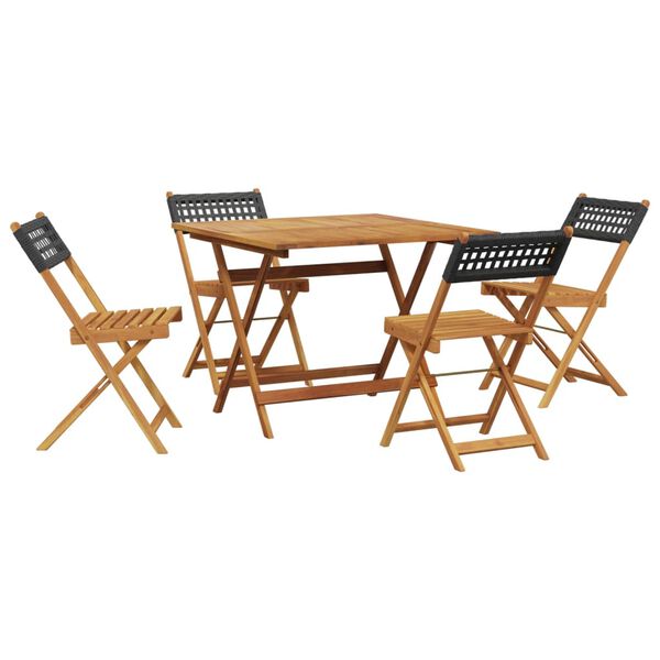 vidaXL Garden Dining Set Black, Natural Solid acacia wood, PE rattan