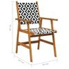 vidaXL Garden Chair Set of 8 Natural Acacia with Black and White Pattern