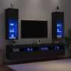 vidaXL TV Stands with LED Lights 2 pcs Black 12"x11.8"x35.4"