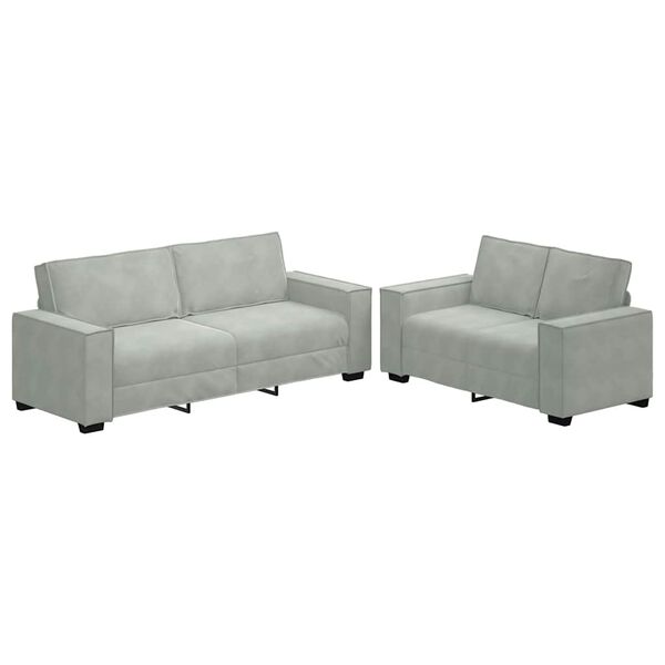 vidaXL Sofa Set Light grey Velvet 2-seater and 3-seater Sofa Set