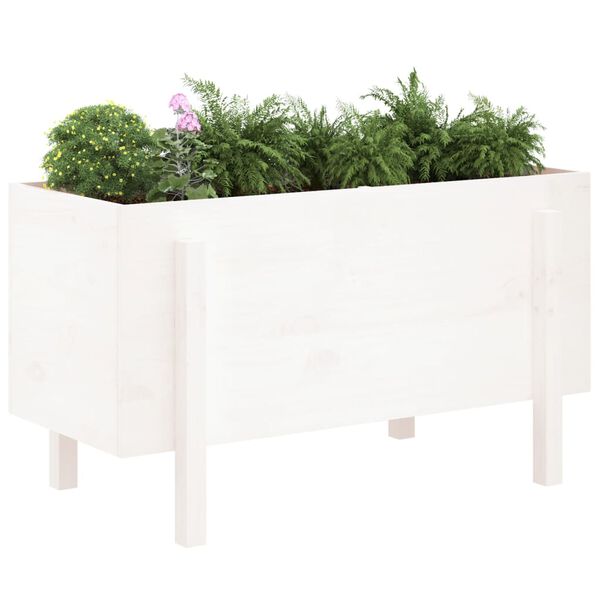 vidaXL Garden Raised Bed White Solid Pine Wood 39.8 x 19.7 x 22.4 in