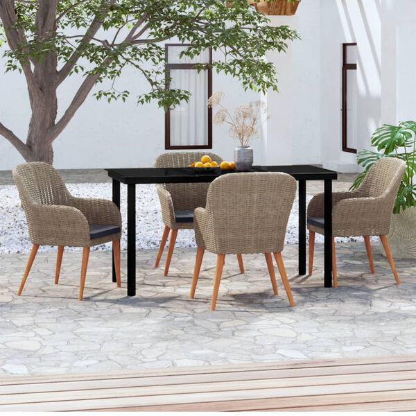 vidaXL Garden Dining Set Brown and black Poly rattan Medium