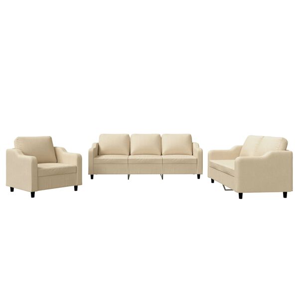 vidaXL Sofa Set Cream Fabric (100% polyester), metal, textilene, plywood