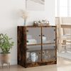 vidaXL Side Cabinet Smoked oak Engineered wood, glass Medium Cabinet