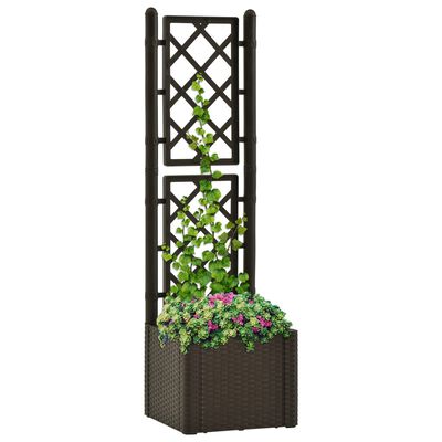 vidaXL Garden Raised Bed with Trellis and Self Watering System Mocha