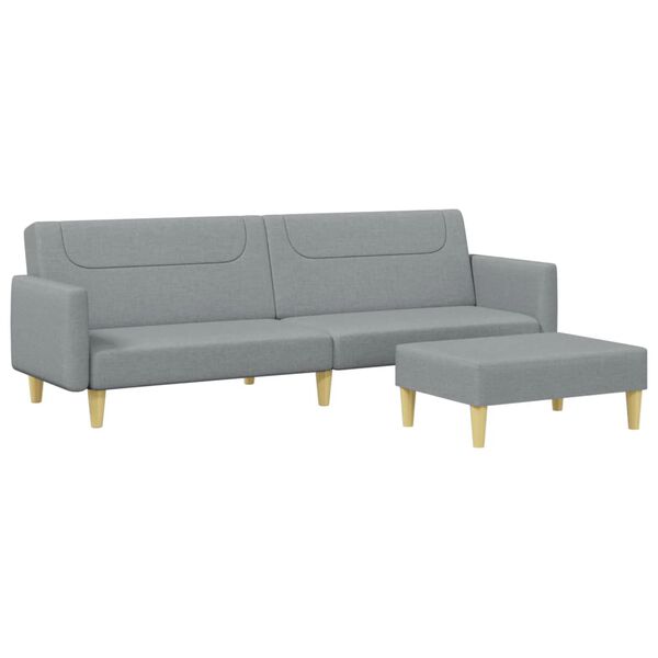 vidaXL Sofa Bed Light Gray Polyester, Wood, Plastic Medium Convertible