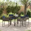 vidaXL Garden Dining Set with Cushion 5 pcs Grey Poly Rattan