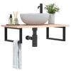 vidaXL Basin Shelf Natural Oak and Black Solid Oak Wood and Steel Medium