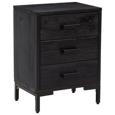 vidaXL Bedside Cabinets 2 pcs Black 15.7"x11.8"x21.7" Solid Wood Pine