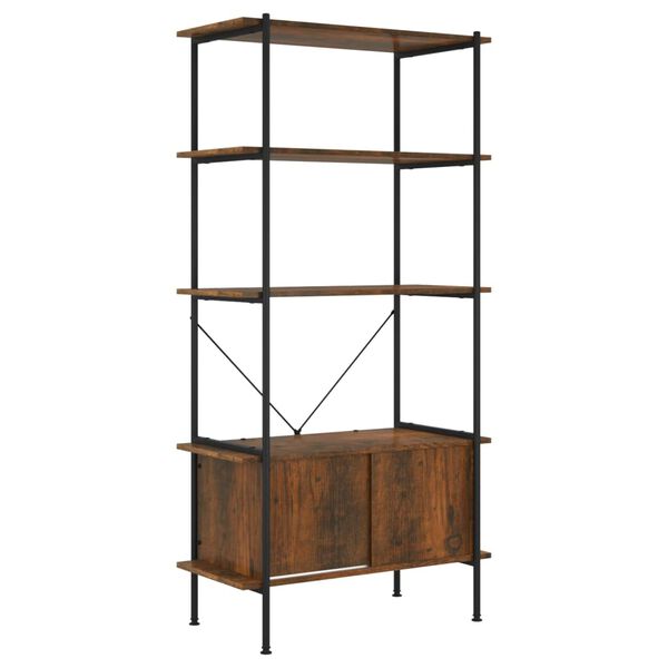 vidaXL Shelf Unit With Cabinet Dark Brown and Black