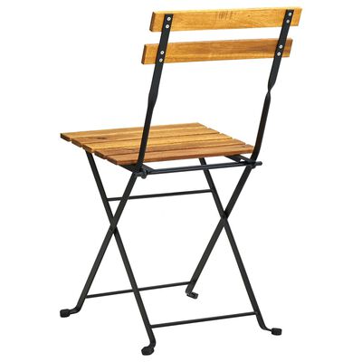 vidaXL Folding Patio Chairs 2 pcs Steel and Solid Acacia Wood