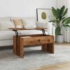 vidaXL Coffee Table Rustic Wood Engineered Wood Small Height-Adjustable