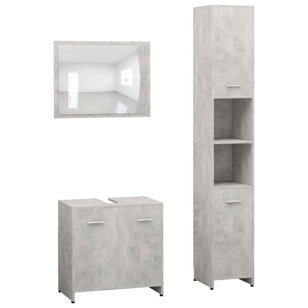vidaXL Bathroom Furniture Set Concrete Grey Engineered Wood Medium