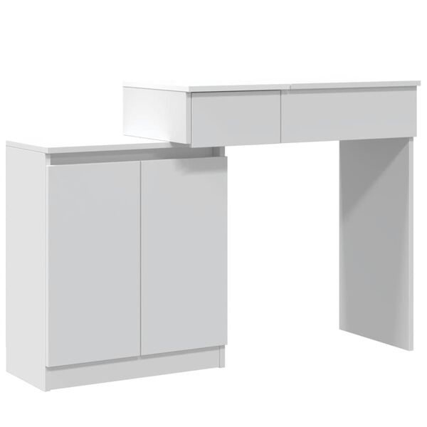 vidaXL Dressing Table White Engineered Wood, Glass Medium Dressing Table