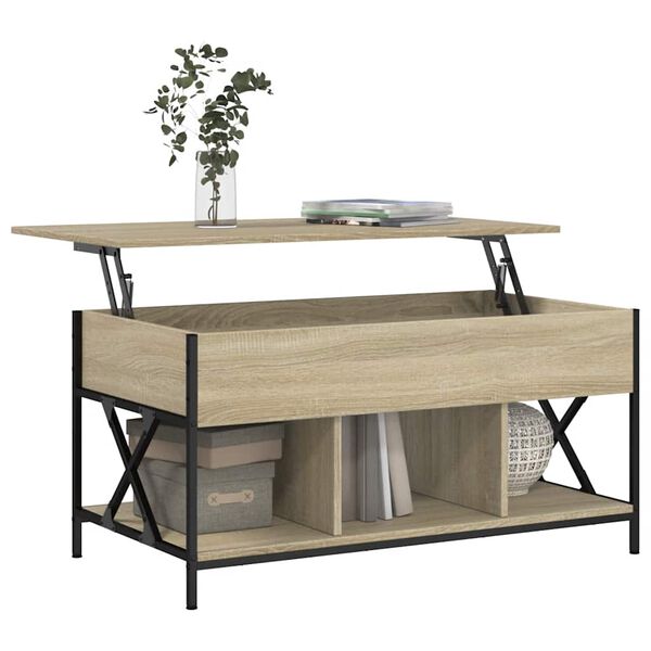vidaXL Coffee Table Sonoma Oak 39.4"x21.7"x19.7" Engineered Wood and Metal